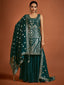 Teal Embroidered Georgette Partywear Stitched Kurta Set Clothsvilla