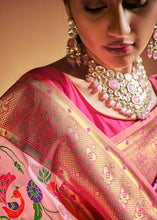 Load image into Gallery viewer, Taffy Pink Woven Banarasi Paithani Silk Saree Clothsvilla