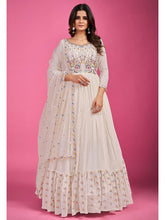 Load image into Gallery viewer, White Pure Georgette Embroidered Gown Clothsvilla