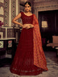 Load image into Gallery viewer, Stylish Maroon Embroidered Georgette Semi Stitched Lehenga With Blouse Piece Clothsvilla