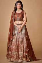 Load image into Gallery viewer, Brown Sequins Work Georgette Wedding Wear Lehenga Choli Clothsvilla