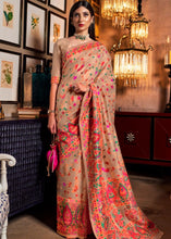 Load image into Gallery viewer, Linen Beige Banarasi Jamawar Woven Silk Saree : Top Pick Clothsvilla