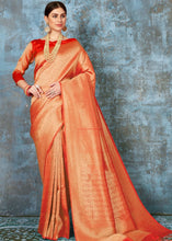 Load image into Gallery viewer, Tangerine Orange Handloom Weave Kanjivaram Silk Saree : Special Wedding Edition Clothsvilla