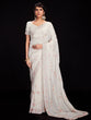 Load image into Gallery viewer, Off White Georgette Embroidered Saree With Unstitched Blouse Clothsvilla