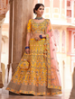 Load image into Gallery viewer, Mustard Swarovski Embroidered Crepe Semi Stitched Lehenga With Unstitched Blouse Clothsvilla