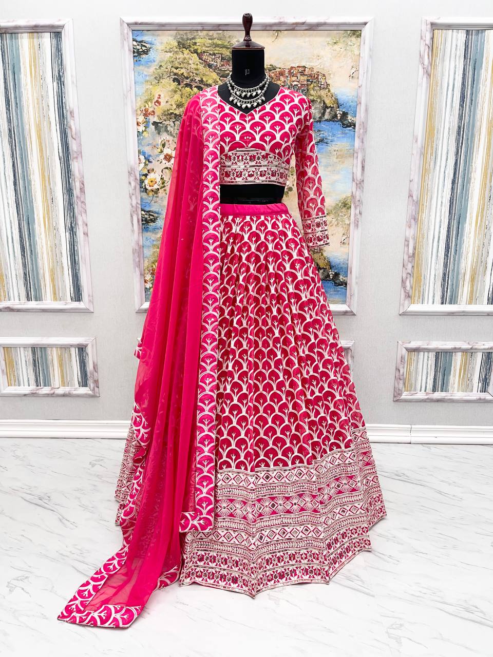 Function Wear Embroidery Sequence Work Pink Color Lehenga Choli Clothsvilla Main image