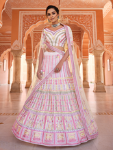 Load image into Gallery viewer, White Embroidered Organza Semi Stitched Lehenga With Unstitched Blouse Clothsvilla