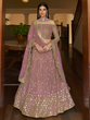 Load image into Gallery viewer, Purple Embroidered Georgette Semi Stitched Lehenga With Unstitched Blouse Clothsvilla