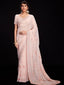 Peach Georgette Embroidered Saree With Unstitched Blouse Clothsvilla