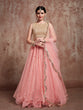 Load image into Gallery viewer, Peach  Soft Net Seqins Semi Stitched Lehenga With  Unstitched Blouse Clothsvilla
