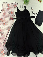 Load image into Gallery viewer, Black Color Marvelous Anarkali Gown With Belt