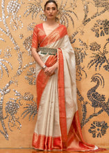 Load image into Gallery viewer, Daisy White Zari Woven Kanjivaram Silk Saree Clothsvilla