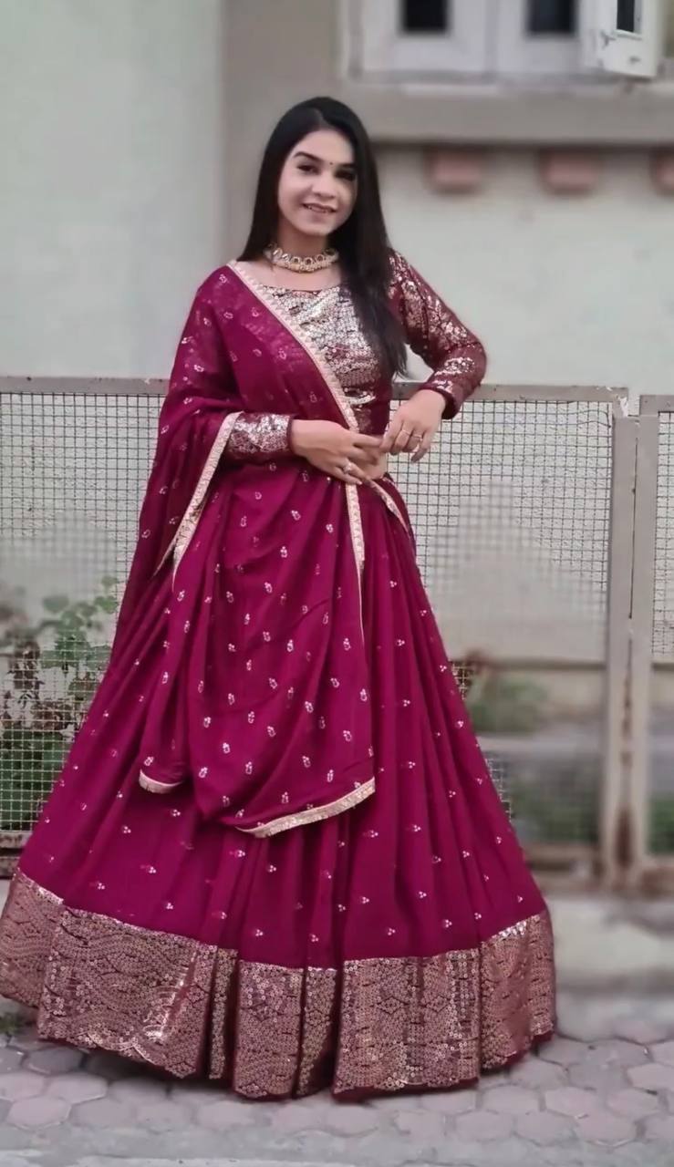 Pink Color Sequence Work Fancy Lehenga Choli Clothsvilla