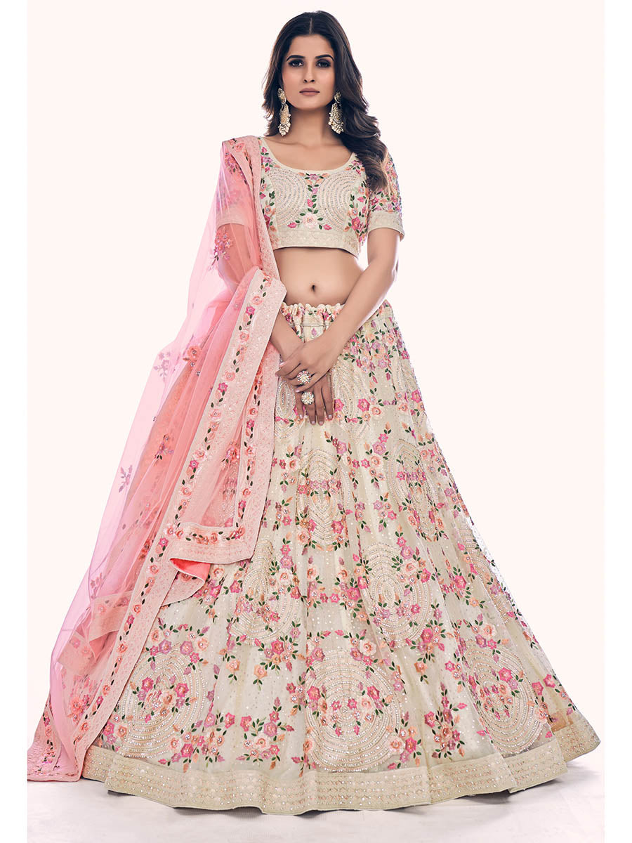 White Soft Net Embroidered Designer Lehenga Choli Clothsvilla Main image