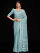 Load image into Gallery viewer, Blue Georgette Embroidered Saree With Unstitched Blouse Clothsvilla