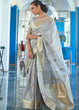 Load image into Gallery viewer, Cloudy Grey Zari Woven Organza Silk Saree Clothsvilla