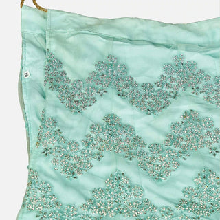Summer Green Soft Net Embroidery and Zaken Work Lehenga choli ClothsVilla