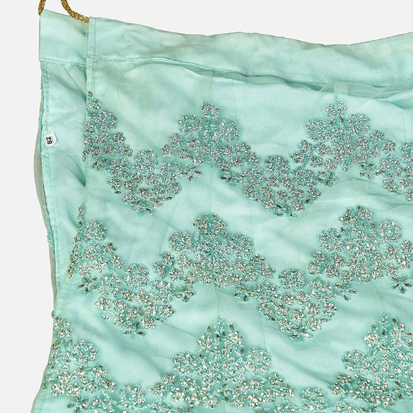 Summer Green Soft Net Embroidery and Zaken Work Lehenga choli ClothsVilla