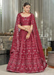 Load image into Gallery viewer, Maroon Multi Sequins &amp; Thread Wedding A Line Lehenga Clothsvilla
