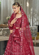 Load image into Gallery viewer, Maroon Multi Sequins &amp; Thread Wedding A Line Lehenga Clothsvilla