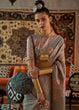 Load image into Gallery viewer, Seal Grey Copper Zari Handloom Weaving Silk Saree Clothsvilla