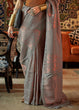Load image into Gallery viewer, Seal Grey Copper Zari Handloom Weaving Silk Saree Clothsvilla