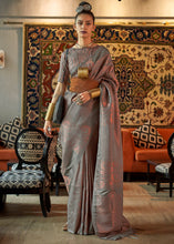 Load image into Gallery viewer, Seal Grey Copper Zari Handloom Weaving Silk Saree Clothsvilla