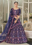 Navy Blue Multi Sequins & Thread Wedding A Line Lehenga Clothsvilla