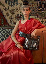 Load image into Gallery viewer, Rufous Red Copper Zari Handloom Weaving Silk Saree Clothsvilla