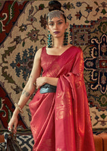 Load image into Gallery viewer, Rufous Red Copper Zari Handloom Weaving Silk Saree Clothsvilla