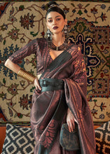 Load image into Gallery viewer, Charcoal Black Copper Zari Handloom Weaving Silk Saree Clothsvilla