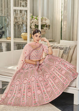 Load image into Gallery viewer, Pink Multi Sequins &amp; Thread Wedding A Line Lehenga Clothsvilla