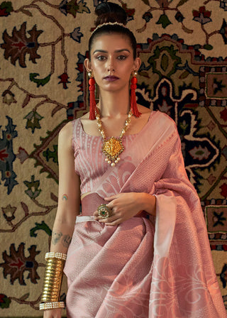 Shades Of Pink Copper Zari Handloom Weaving Silk Saree Clothsvilla