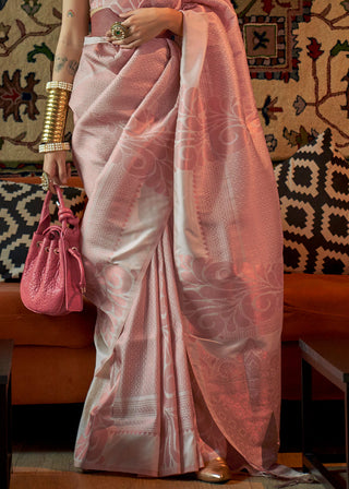 Shades Of Pink Copper Zari Handloom Weaving Silk Saree Clothsvilla