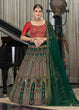 Load image into Gallery viewer, Green &amp; Red Multi Sequins &amp; Thread Wedding A Line Lehenga Clothsvilla