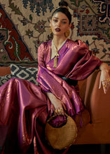 Load image into Gallery viewer, Chinese Purple Copper Zari Handloom Weaving Silk Saree Clothsvilla