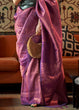 Load image into Gallery viewer, Chinese Purple Copper Zari Handloom Weaving Silk Saree Clothsvilla