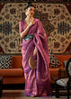 Load image into Gallery viewer, Chinese Purple Copper Zari Handloom Weaving Silk Saree Clothsvilla