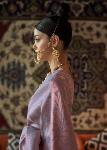 Flint Grey Copper Zari Handloom Weaving Silk Saree Clothsvilla