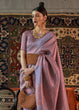 Load image into Gallery viewer, Flint Grey Copper Zari Handloom Weaving Silk Saree Clothsvilla
