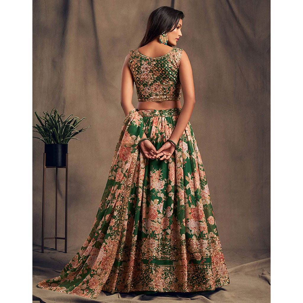 Floral Organza Lehenga Choli with heavy embroidery work ClothsVilla