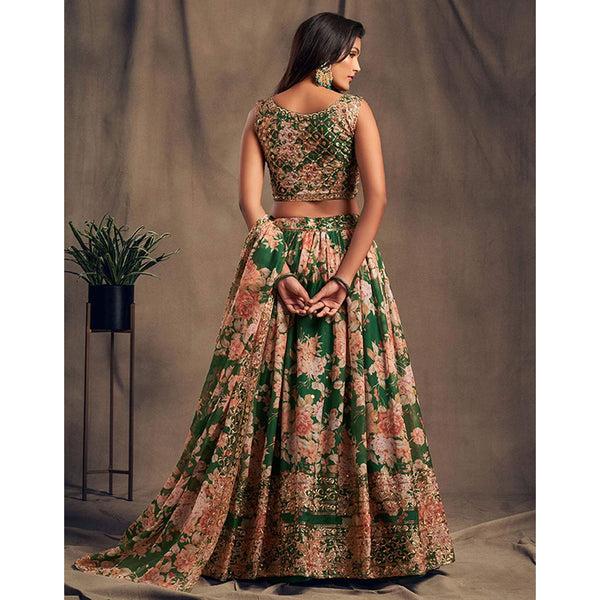 Floral Organza Lehenga Choli with heavy embroidery work ClothsVilla