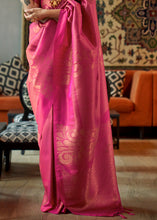 Load image into Gallery viewer, Hot Pink Copper Zari Handloom Weaving Silk Saree Clothsvilla
