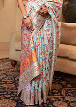 Load image into Gallery viewer, Pastel Blue Banarasi Jamawar Woven Silk Saree Clothsvilla