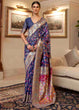 Load image into Gallery viewer, Admiral Blue Banarasi Jamawar Woven Silk Saree Clothsvilla