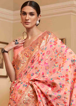 Load image into Gallery viewer, Peach Pink Banarasi Jamawar Woven Silk Saree Clothsvilla