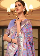 Load image into Gallery viewer, Electric Purple Banarasi Jamawar Woven Silk Saree Clothsvilla