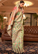 Load image into Gallery viewer, Pastel Green Banarasi Jamawar Woven Silk Saree Clothsvilla