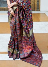 Load image into Gallery viewer, Onyx Black Banarasi Jamawar Woven Silk Saree Clothsvilla