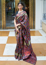 Load image into Gallery viewer, Onyx Black Banarasi Jamawar Woven Silk Saree Clothsvilla